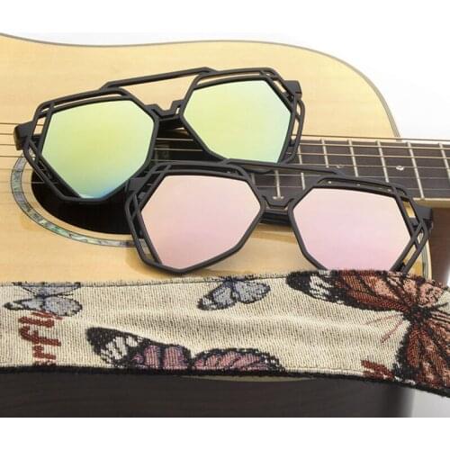 New polygonal personality retro hollow big frame sunglasses trend color film mercury men and women wholesale couple gifts