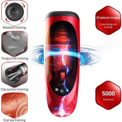 Blowjob Oral Sex Toys For Men Electric Rotation Male Masturbator Deep Throat Penis Massage Tongue Licking Vibrator Sex Machine