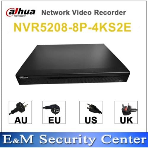 Original Dahua English Version NVR NVR5208-8P-4KS2E Replace NVR5208-8P-4KS2 8Channel 8POE Ports Network Video Recorder