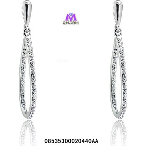 Italina Brand Original!Real Gold Plated Nickle Free Clear Austrian Rhinestone Crystals Drop Long Jewelry Earrings For Women