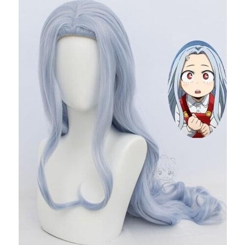 My Hero Academia Eri Anime Wigs 90cm Long Blue Grey Mixed Heat Resistant Synthetic Hair Halloween Cosplay Wig + Wig Cap