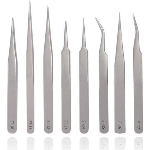 Stainless Steel Eyebrow Tweezer False Eyelash Extension Tools Auxiliary Repair Hyperfine High Precision Anti Acid Tweezers