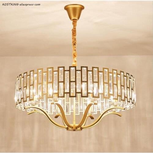 Postmodern LED luxury K9 crystal chandelier lighting living room Gold hanging lights Nordic bedroom pendant lamp dining fixtures