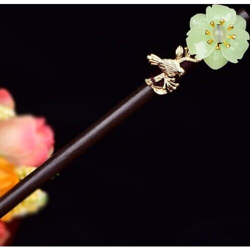 Simple Temperamental Coloured Glaze Synthetic Flower Hair Stick Adults And Children Accessories Ancient Vintage Hair Fork