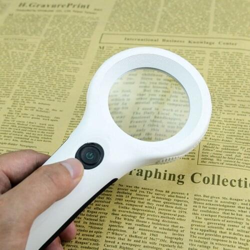 4x 60mm Handheld Lighted Jeweler Helping Magnifier Currency Detecting Magnifying Glass with LED UV Lights Optical Glass Loupe
