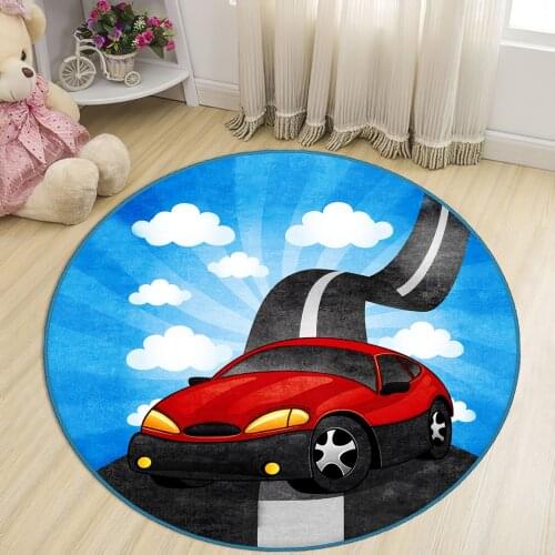 Gray Round Kids Room Rug clock numbers girl heart educational carpet