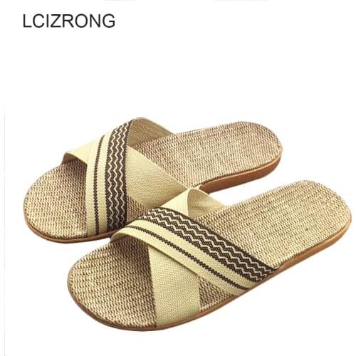 LCIZRONG 16 Colors Graffiti Slippers Women Bohemia Summer Beach Slippers Female Big Size Home Non-slip Unisex Flax Slippers