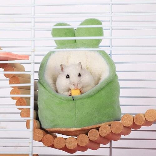 Cute Sponge Hamster House Squirrel Non-slip Nest with Mat Small Animal House Nest Winter Warm Guinea Pig Accessories Rat Bed