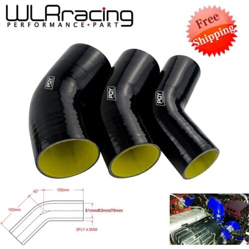 Blue / Black & Yellow 2.0" 2.5" 3" 51mm 63mm 76mm 45 Degree Elbow Silicone Hose Pipe Intercooler Turbo Intake Pipe Coupler Hose