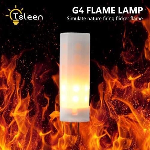 Dynamic Flame Effect G4 LED Corn light Bulb DC12/24V Simulation Fire Flicker Burning Warm Corn Lamps Outdoor Light Decoration