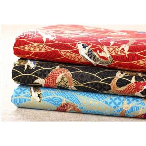 High quality 100% cotton sateen fish printed fabric used for Quilting sewing dress women clothing skirt curtain by 100x150cm