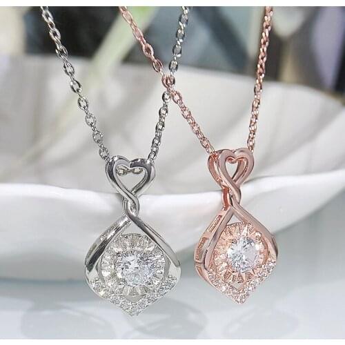 Choker Cute Heart Water Drop 925 Silver Pear Bling Clear CZ Zirconia Pendant Necklace for Women Chain Jewelry New 2021 Trendy