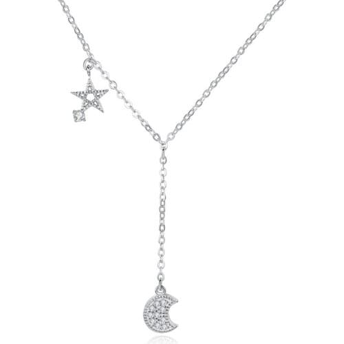 925 Sterling Silver Star zircon Necklaces & Pendants For Women Fashion Lady Festival Gift Sterling-silver-jewelry