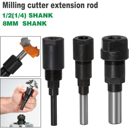 1 pc 1/4" 8mm 1/2" Shank Router Bit Extension Rod Collet Engraving Machine Extension Milling Cutter for Wood