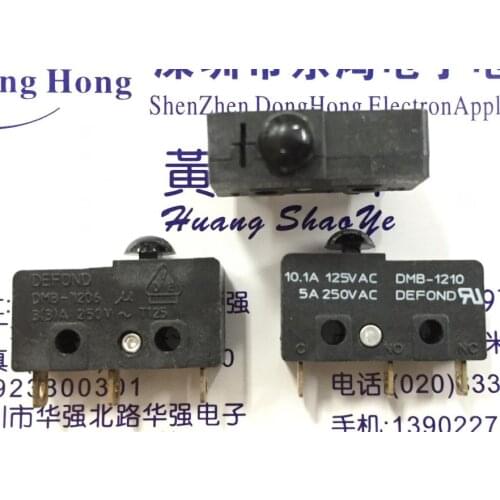 10PCS/LOT DEFOND de Feng DMB-1210/1206 mushroom head micro switch limit switch 15*6*11 wear