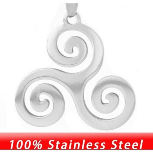 100% Stainless Steel Celtic Triskele Spiral Pendant Celtic Knot Triangle Charms Pendants & Neckalces High Polish Wholesale 50pcs
