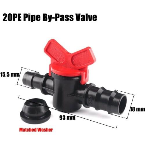 20pcs 20PE Irrigation Hose By-pass Valve Farm Drip Irrigation System Water Pipe Switch Garden Water Connectors With Washers