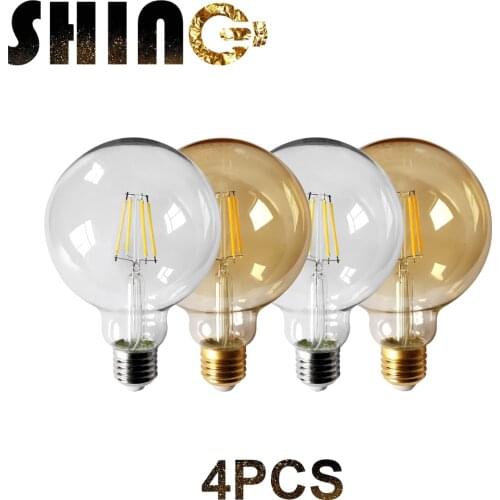 4pcs/lot 2021 Rushed Sale Ce Rohs Decor Retro Edison Led Filament Bubble Ball Bulb G95 E27 6w 220v For Home Bedroom Decoration