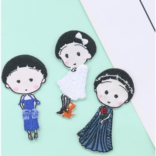 5PCS Cartoon Anime Kawaii Girl Patches Iron on Patch for Clothing Sticker Embroidered Fabric Badge for Kids Women Shirt Applique