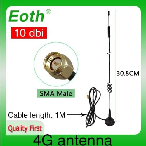 1 2pcs Eoth 4G LTE Antenna 10dbi SMA Male Connection Antenna high-gain signal Cellular modem IOT magnetic Sucker Antena Antenna