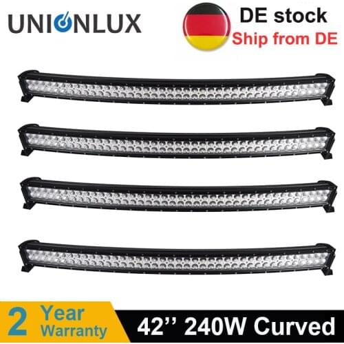 1-4pcs 42inch 240W Curved LED Light Bar Offroad Led Bar Combo Beam Led Work Light Bar 12v 24v 4WD Driving Lamp DE Stock
