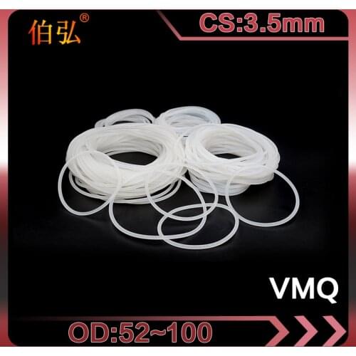 White Silicon Ring 1PC/lot Silicone/VMQ O-Ring CS3.5mm OD52/55/60/65/70/75/80/85/90/95/100mm Rubber O Ring Seal Gaskets Washer