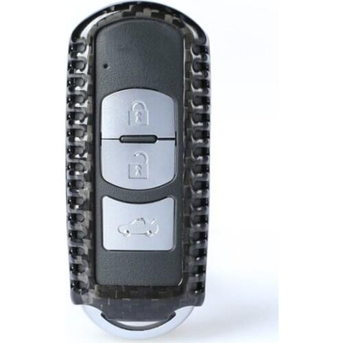 QHCP 2/3 Buttons Black Carbon Fiber Remote Key Fob Case Shell Cover Fit For Mazda 3 Atenza Axela M5 M6 Car-styling Free Shipping