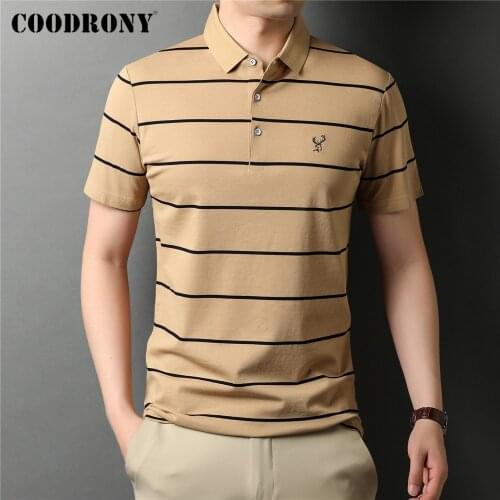 COODRONY Brand Summer New Arrivals Business Casual Striped Short Sleeve Polo-Shirt Men Clothing High Quality Cotton Tops C5280S