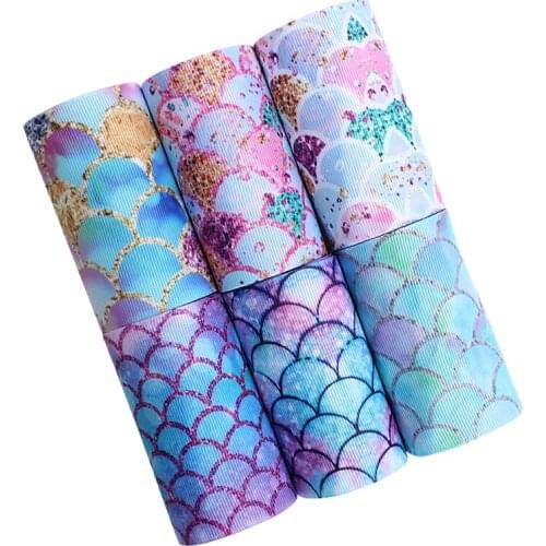 Hot sale listons 25MM 38MM 75MM colorful mermaid printed grosgrain ribbon