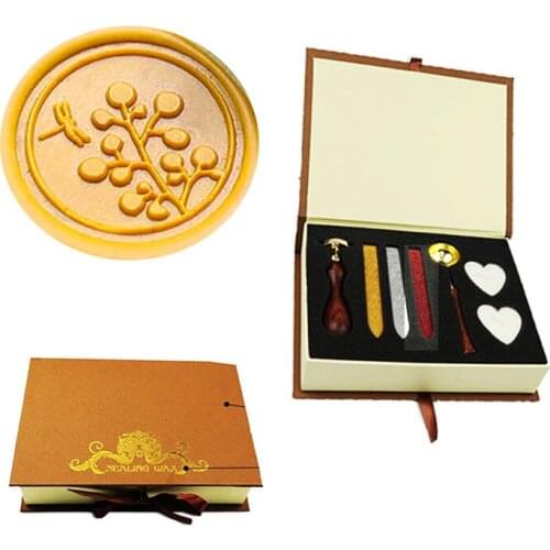 Flower and Dragonfly Wax Seal Stamp Set Vintage Classical Wax Stamp Kit for Cards Envelopes, Invitations, Wine Packages