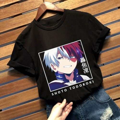 My Hero Academia Shoto Todoroki Letter Printed Tshirts Fashion Men Women T-shirt Casual Tee Shirt Harajuku Tops