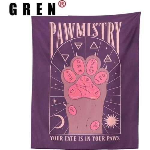 GREN Cartoon Cat Paws Dorm Tapestry Wall Hanging Covering Rugs Background Cloth Beach Mat Blanket Art Bedroom Living Home Decor