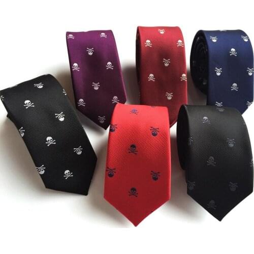 Halloween Skull Neck Ties for Men Slim 6cm Tie Narrow Fashion Party Skinny Necktie
