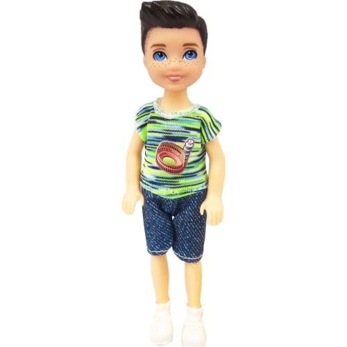 NK One Set Short Sleeve Suit Boys Doll Movable Jointed Mini Doll 14 cm Cute Doll+ Shoes+Outfit For Kelly Male Doll Gift DZ