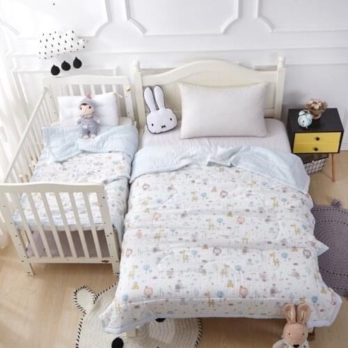 Parent-Child Cartoon Animal Summer Quilt Child Thin Comforter Air Condition Blanket Baby Kids Kindergarten Cotton Lunch Quilt