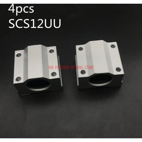 AXK Linear Rail High Quality 4 Pcs Sc12uu Scs12uu Linear Motion Ball Bearings Slide Block Bushing For 12mm Shaft Guide Rail