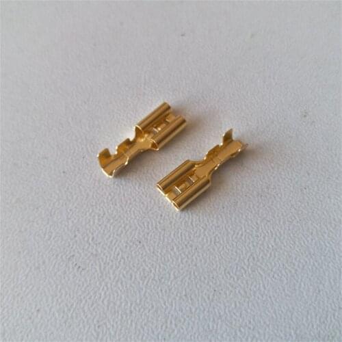 Copper speaker 3.3/5.1/6.3mm horn plug spring lug terminal wire ear cap circlip head male and female plug clip