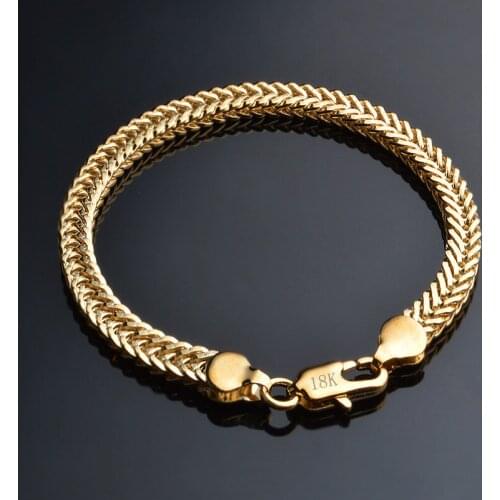 Fashion Charm Bracelets Gold Color For Men Simple Bangle Bracelet Party Jewelry Accessory 18CM Not Include Lobster
