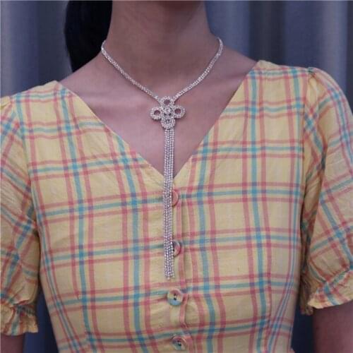 EXCITED ZIRCON Fashion New Shiny Rhinestone Flowers Pendant Necklaces for Women 2020 Trendy Party Anniversary Jewelry Present