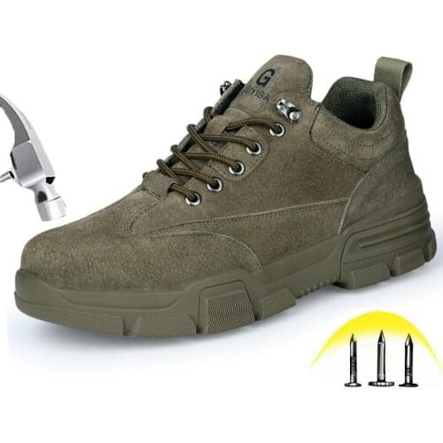 Men Steel Toe Work Shoes Lightweight Fashion Suede Leather Comfortable Safety Protective Shoes Womens Indestructible Shoes