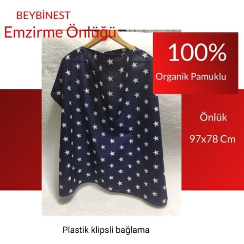 BeybiNest Breast Feeding Bib Adjustable Size Navy Blue Stars Scarf Gift