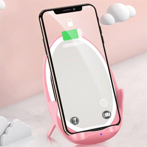 Desktop Phone Holder Wireless Charger Portable Mirror Live Streaming Bracket For iPhone Smasung Xiaomi Huawei Universal Holder