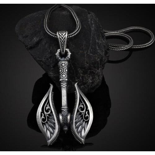 Nordic Vikings Pirate Tomahawk Pendant Necklace Mens Retro Hip Hop Titanium Steel Gift Sweater Chain Pendant Necklace