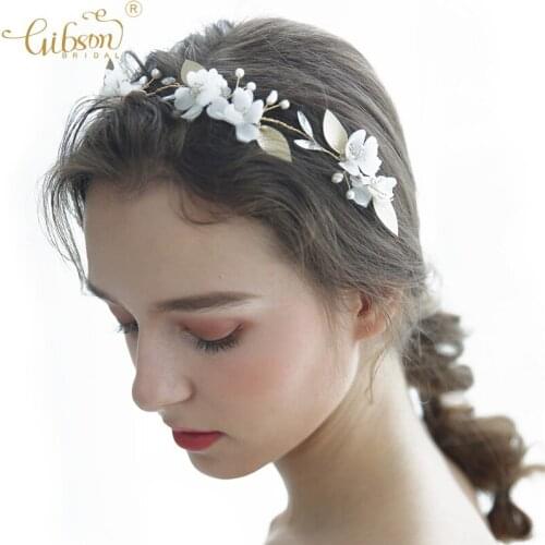 Charming Pearl Hair Vine Flower Leaf Hair Piece Jewelry Bridal Headband Wedding Party Prom Hair Accessories