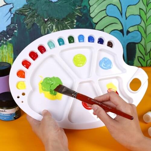 Bianyo 10/17Hole Painting Palette for Watercolor Oil Acrylic Palette Tool Beginner Horseshoe Plastic Color Painting Palette