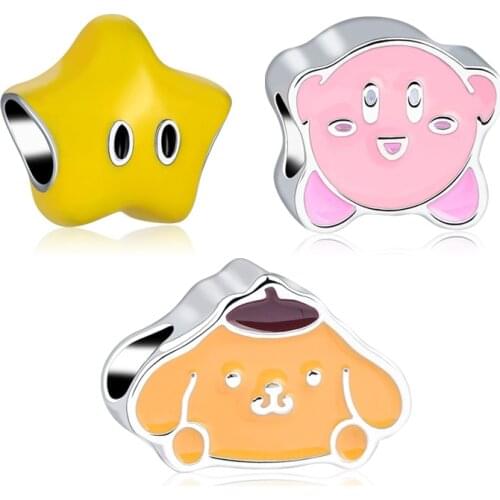 1Pcs New Cute Star Dog Pendant DIY Beads Suitable for Original Pandora Charm Bracelet Ladies Jewelry Making Gifts