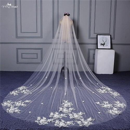 RSV117 Real Pictures Yiaibridal Stock One Layer Champagne 3d Wedding Veil Flowers