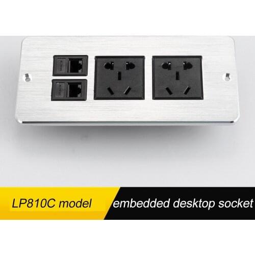 LP810 C Series Manual Flip Desktop Socket Aluminum Alloy 110 250V 2 Five-Hole Socket Universal Power Tabletop Socket Hidden