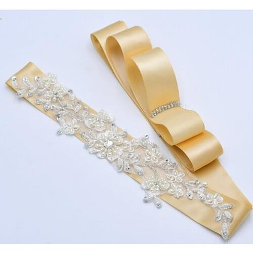 S46 Handmade Pearl Flower Wedding Belt Maternity New Style Bridal Dress Accessories Bride Sash Womens Evening Dresses Belts