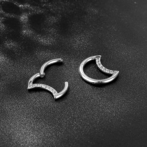 G23 Titanium Hinged Tear Drop Segment Ring Septum Nose Clicker Piercing Cz Lip Labret Ear Tragus Cartilage Daith Helix Earring